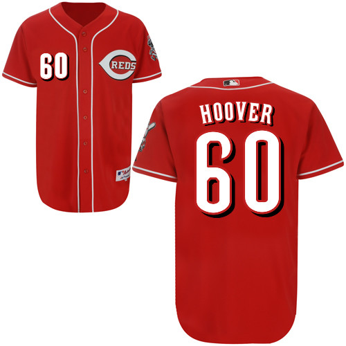 J-J Hoover #60 MLB Jersey-Cincinnati Reds Men's Authentic Red Baseball Jersey